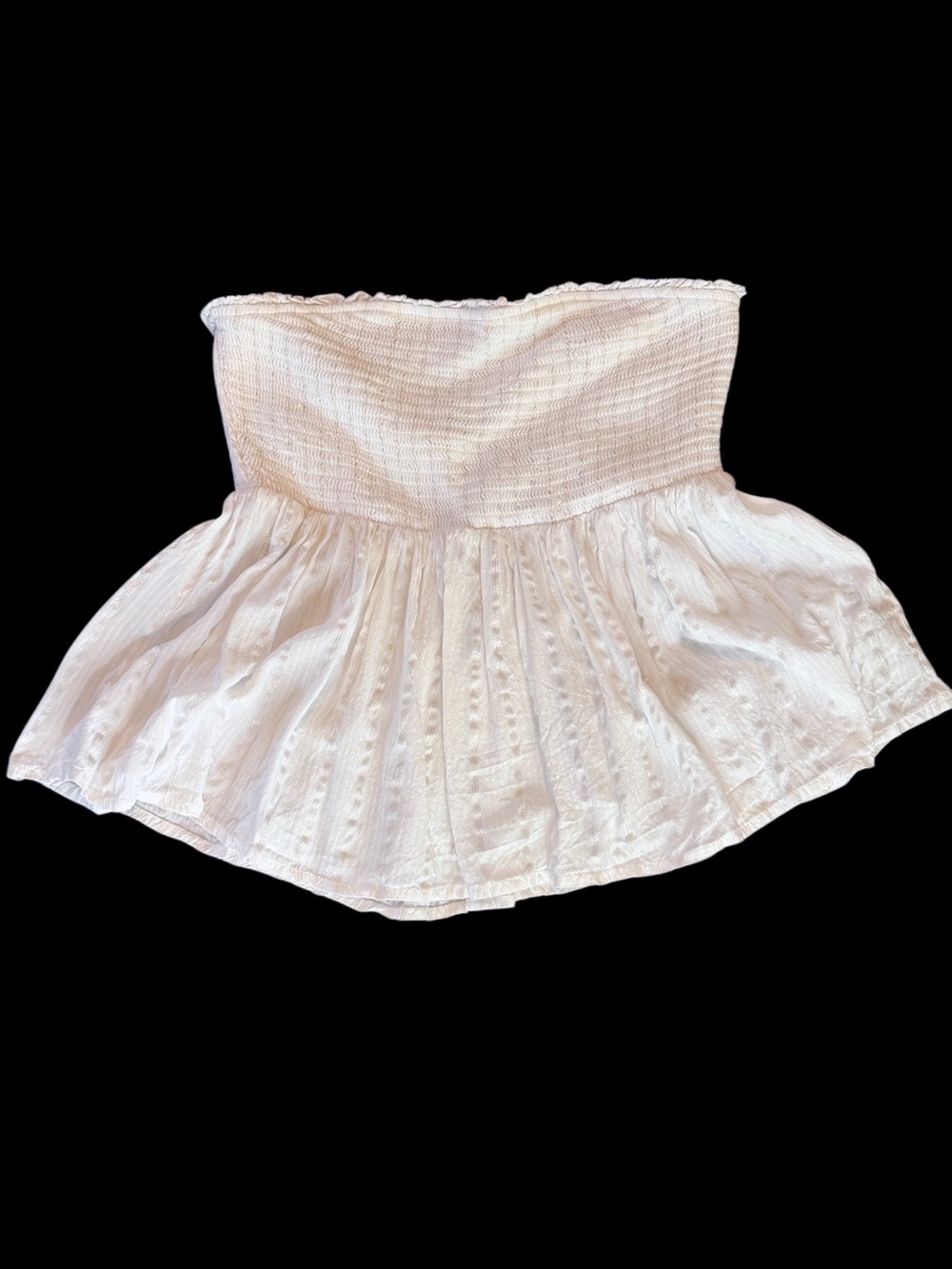 Forever 21 White Smocked Strapless Crop Top